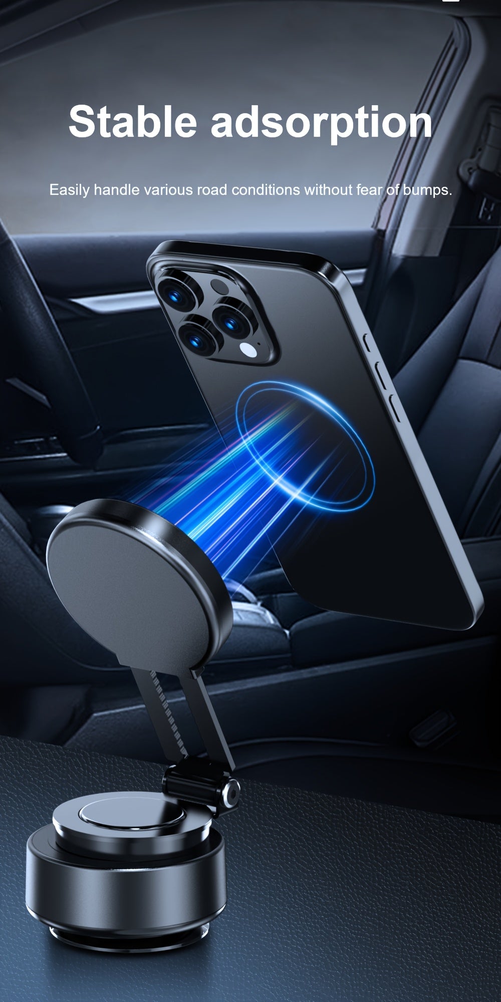 Upgraded Magnetic Phone Holder with 360° Rotation & Retractable Design - Strong Suction Cup, Adjustable Wall Mount for Car, Gym, Desk Car Phone Holder