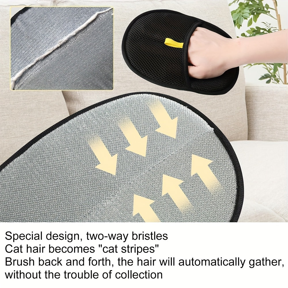 4pcs Cat Hair Removal Gloves - Dual Brush Design, Easy Hair and Fuzz Removal, Ergonomic Pet Grooming Gloves for Cat Owners, Durable & Easy-Clean Home Cleaning Tool, Adjustable Fit Dog Hair Removal Gloves