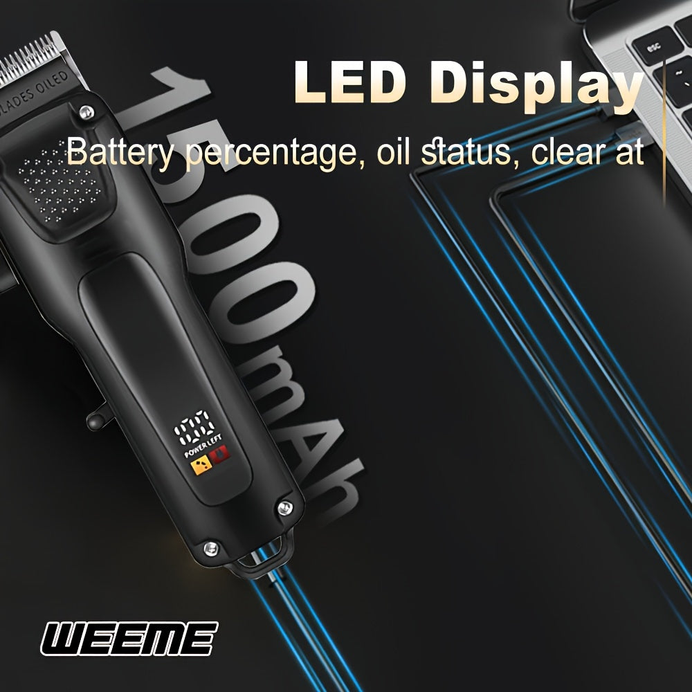 3pcs Grooming Kit Electric Hair Clipper + Beard Trimmer + Shaver + Nose Hair Trimmer, USB Rechargeable with LCD Display