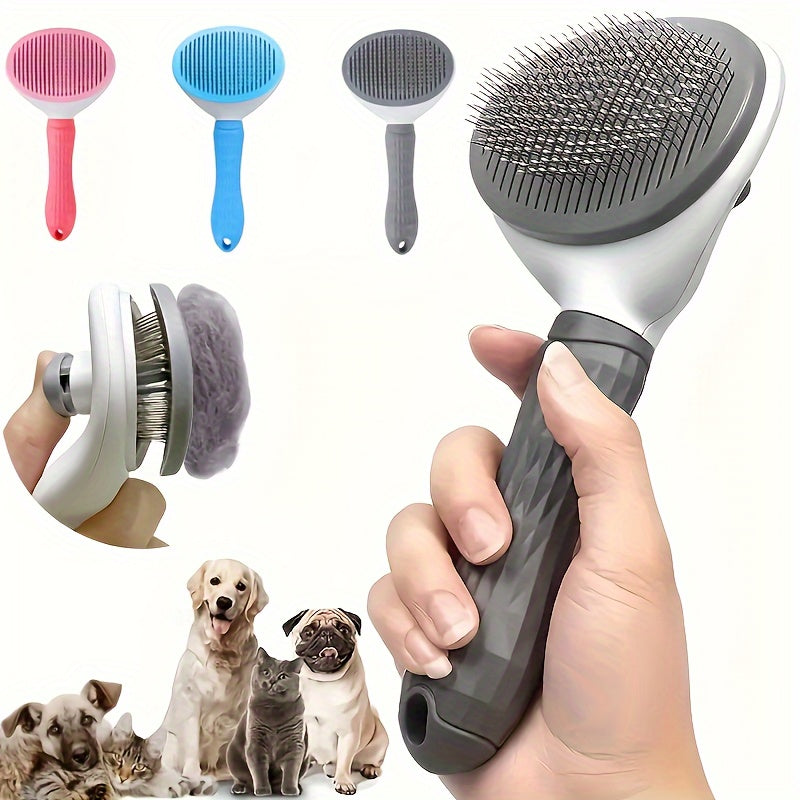 New Shedding Brush For Dogs and Cats, Self Cleaning Pet Brush For Grooming Long Short Haired Dogs and Cats.