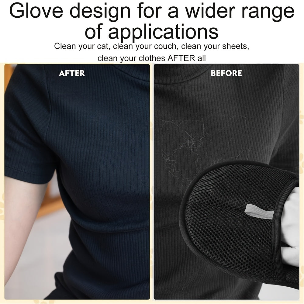 4pcs Cat Hair Removal Gloves - Dual Brush Design, Easy Hair and Fuzz Removal, Ergonomic Pet Grooming Gloves for Cat Owners, Durable & Easy-Clean Home Cleaning Tool, Adjustable Fit Dog Hair Removal Gloves